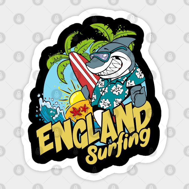 England surfing shark Sticker by SerenityByAlex